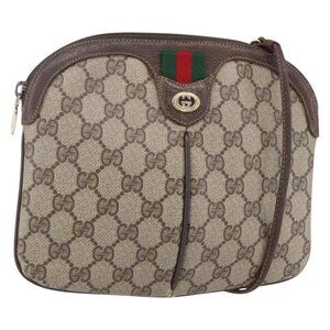 Authentic GUCCI GG Supreme Web Sherry Line Bag PVC Beige Gold 904 02 047